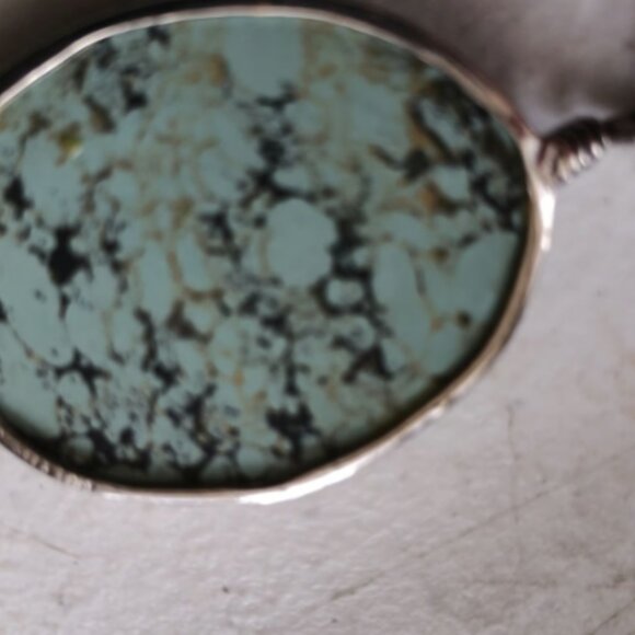 16" TURQUOISE, PEARL, STERLING & DALMATION STONE PENDANT HANDMADE NECKLACE - Picture 3 of 8